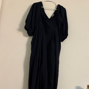 Free People Black Puff Sleeve Jumpsuit